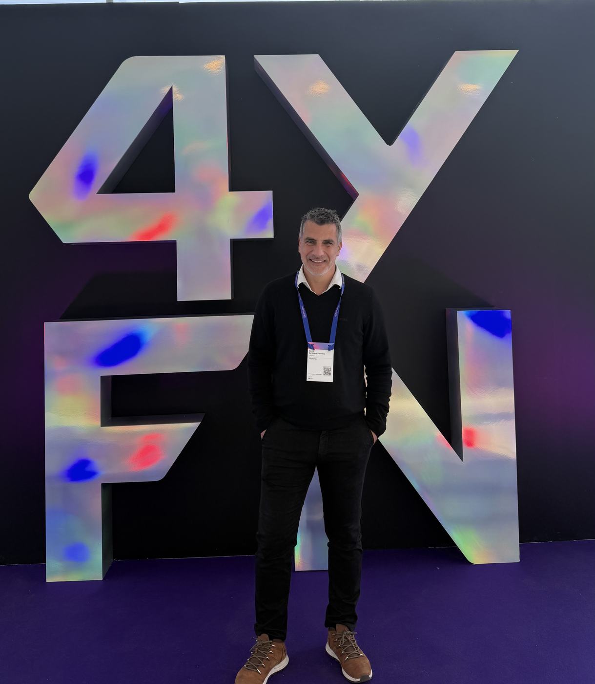 David de Miguel en 4YFN, Mobile World Congress, con acreditación de Telefónica